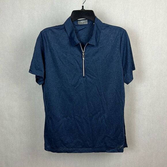 Callaway Tops - Callaway Womens Polo Golf Shirt Sz Large Short Sleeve Navy Blue Zipper Neckline